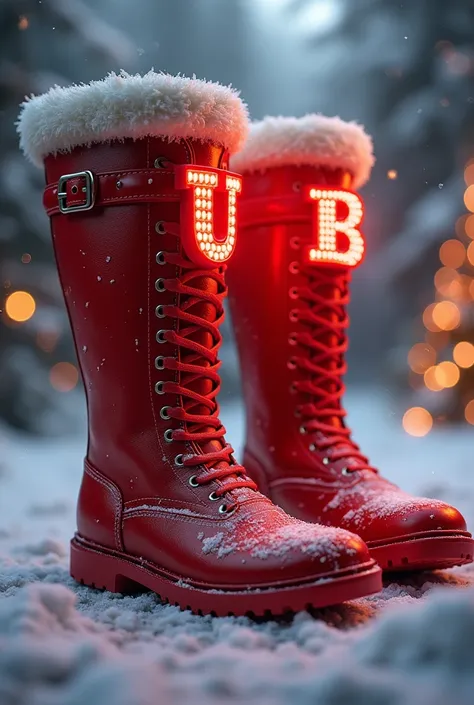 RED CHRISTMAS BOOTS WITH LETTERS UB