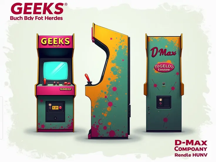 branding a D-Max High Power for the internet provider company called GEEKS, The institutional colors are predominantly fuchcia , light green and yellow ,  the design should be inspired by social media icons ,  internet in general and arcade games ,  The vi...