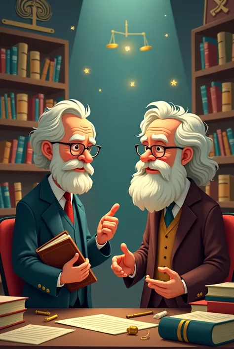  Draw me a picture of the philosophers and their work(hans Kelsen and Karl max ),  animated