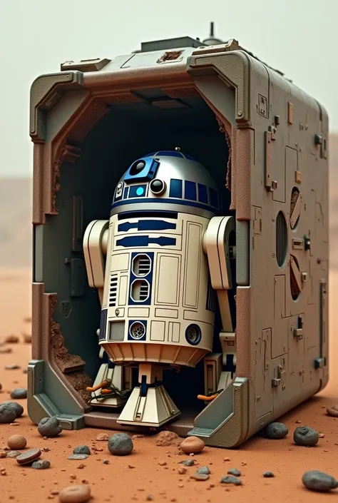 Incadrete 120 x 80 x 80 box make this a star wars r2d2 crash
