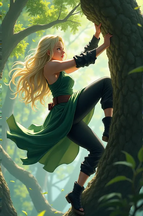 tsunade climbing a tree