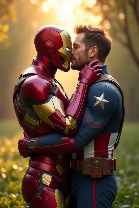  You have an image of Iron Man ( male )And Captain America  ( male ) kissing and down saying good morning group 