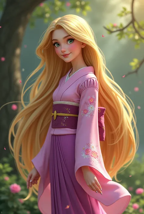 Disney princess repunzel in japanese dress