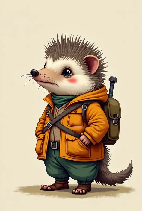 Hedgehog with hunter outfit in signal color