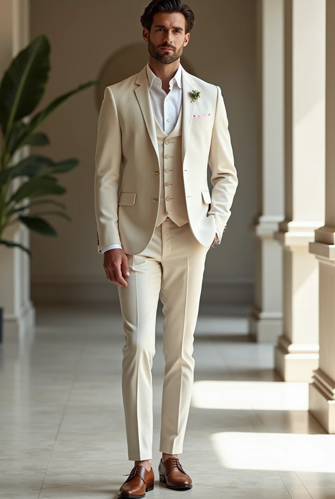 Make different types of off white grey color pant court 3pc for groom