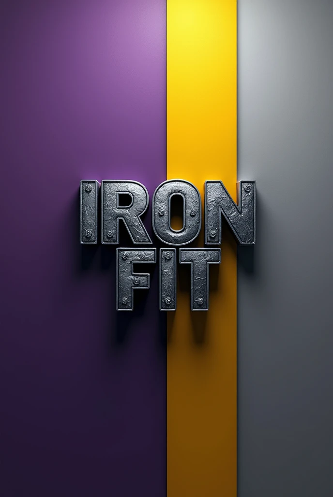  Gym logo "iron fit "  with colors purple , yellow and grey 