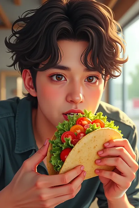 Jungkook from bts eating tacos