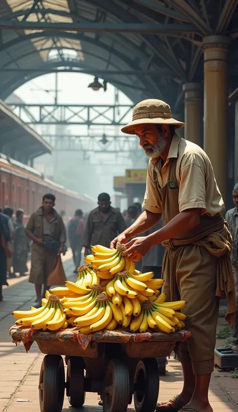  selling banana in front of railway स्टेशन bhagalpur (written as Bhagalpur)