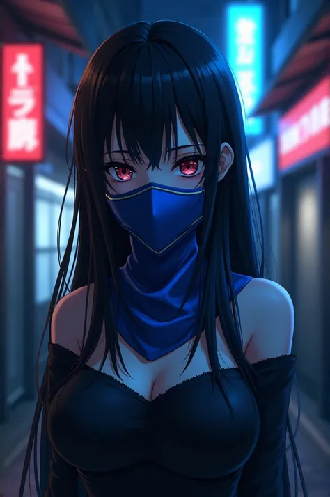 Kurumi Tokisakis character from the anime Date a Live wears a blue medical mask 