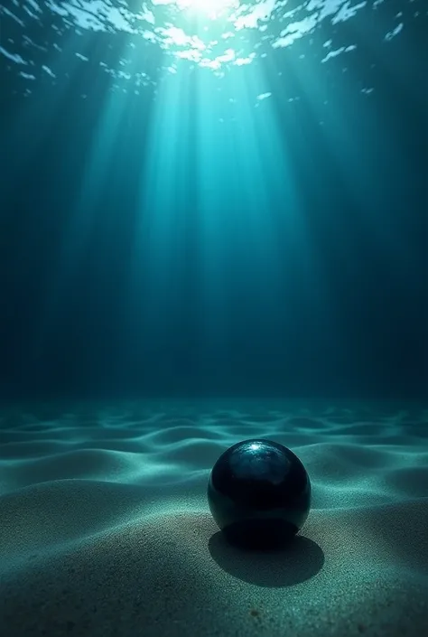 End of the ocean , with shadows and a black pearl on the seabed