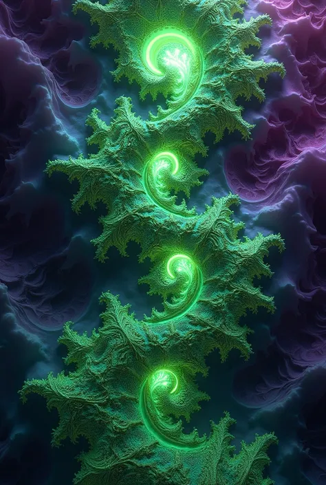 Green psychedelic fractal with infinite purple 
