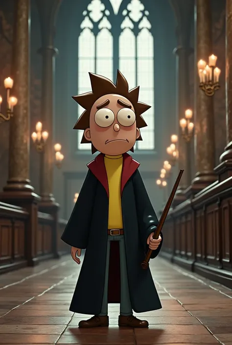 crie o personagem morty (rick and morty) como um personagem de harry d potter