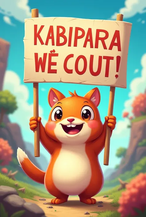 A cute kabipara is holding a banner that reads: SUCK MY CAPY