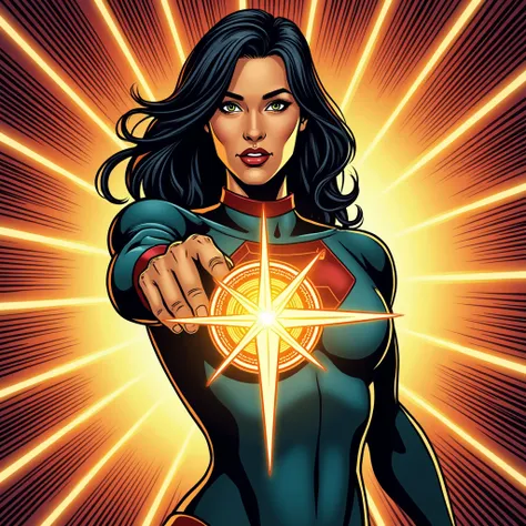 comic book art woman holding a glowing compass pointing to "Audience Targeting."