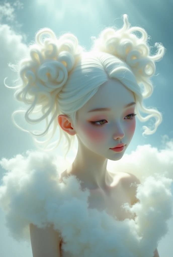 Lady Cloud + hair 2 white bunches