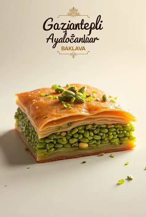 I would like to produce a logo with pistachio baklava be a real photo in the article GAZİANTEPLİ Aydoğanlar Baklava Let the text be in turkish