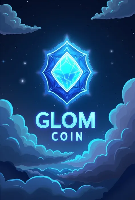 Glom logo coin crypto with sky vibes with text “GLOM COIN”