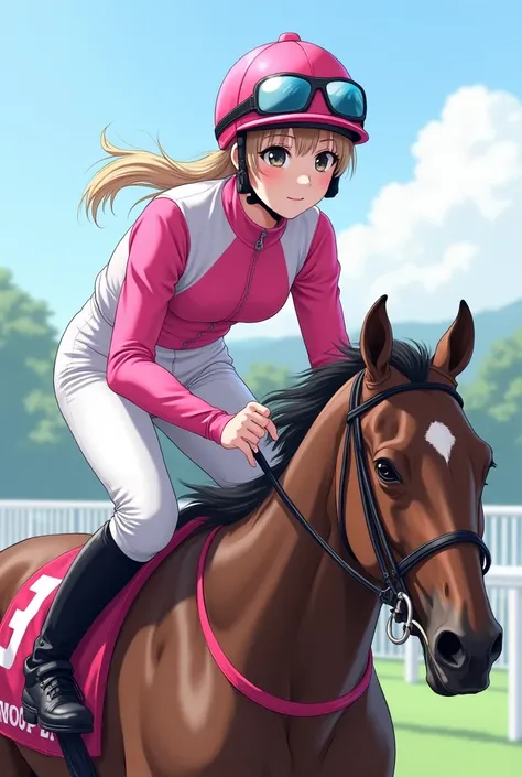  real illustration ,whole body, enjoy horse racing ,Lean forward and run on a race horse,21-year-old Japanese female jockey,japanese,Korean style beauty,Transparency, white skin,Gray Eyes,cute,Idol,Idol, Portraits,Model, long hair,bangs,Blonde, twin tails,...