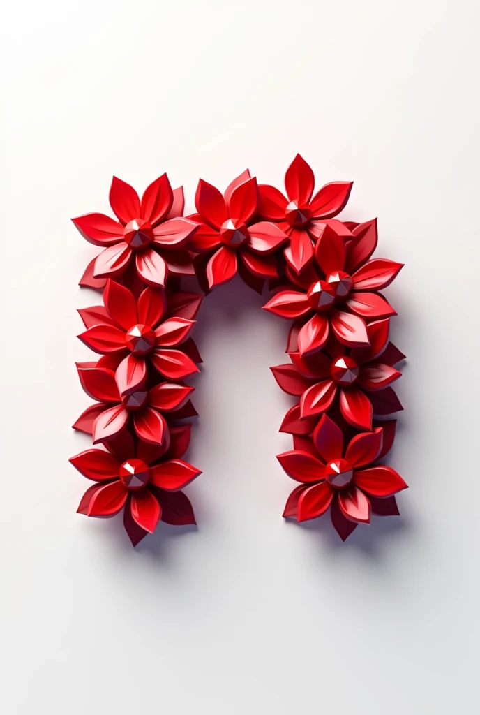 "N" letter diamond art with red diamond flower