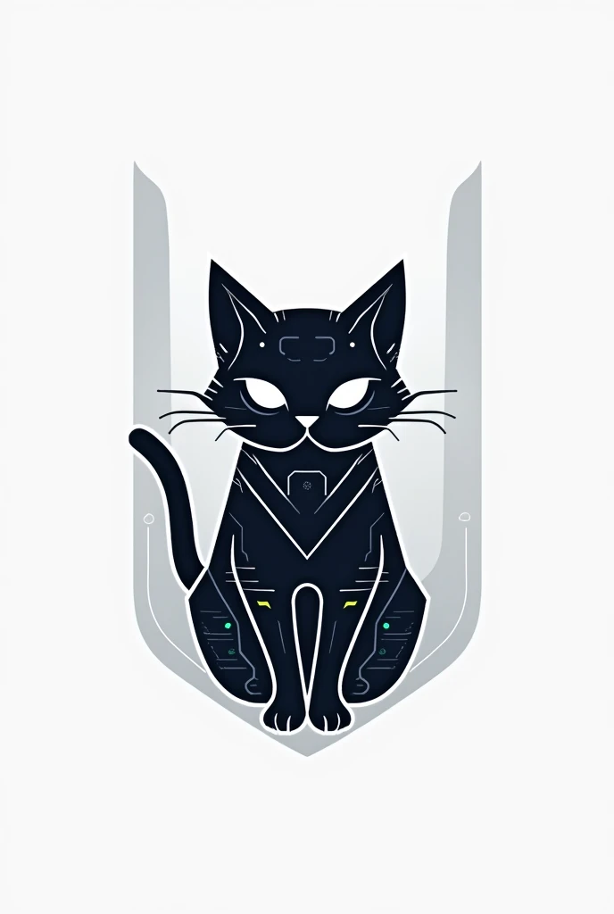 Logo for electronic business called the digital cat, a stylized cat with technological elements such as circuits and pixels to give it a technological and digital touch