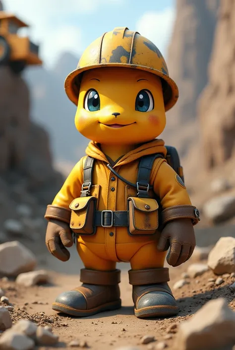 an earth-like Pokémon that looks friendly and that is dressed like a mining engineer and has something to do with mining