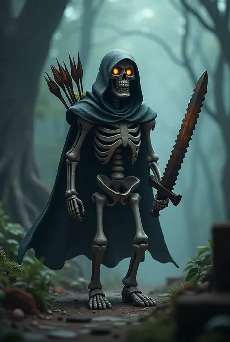 Minecraft skeleton with sword and arrows 
