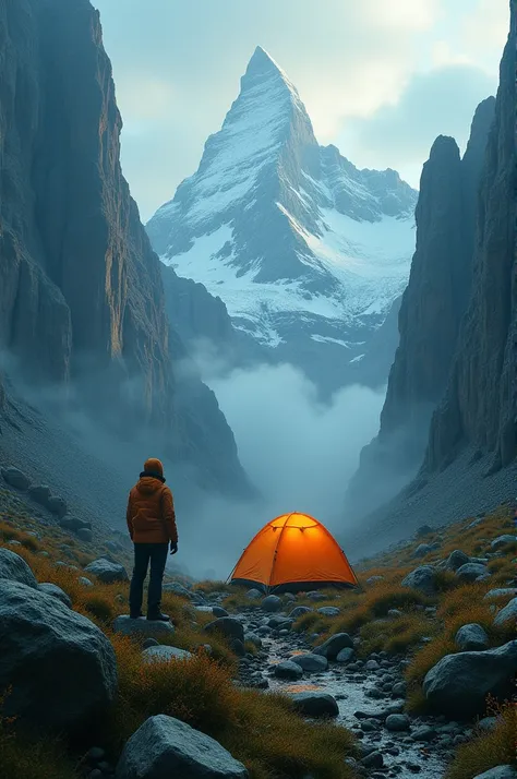 Camping in a mountain surrealistic photo