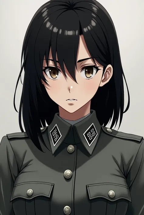 adolf hitler but as a anime woman that looks serious 