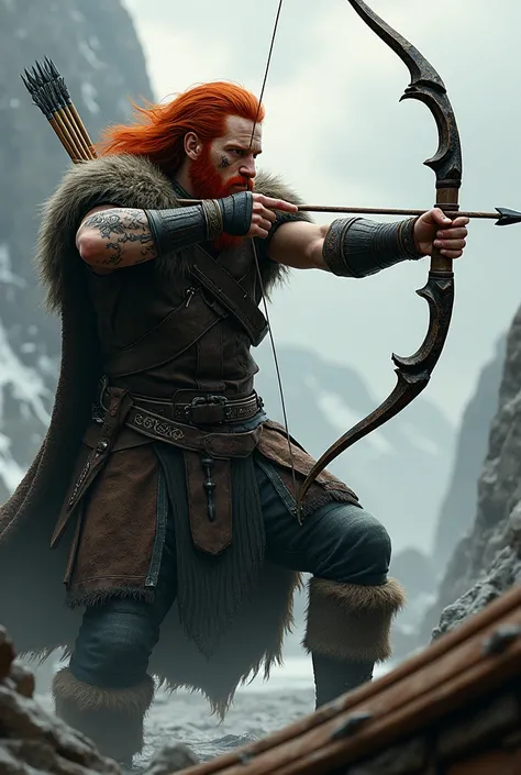 Viking red-haired archer half thin