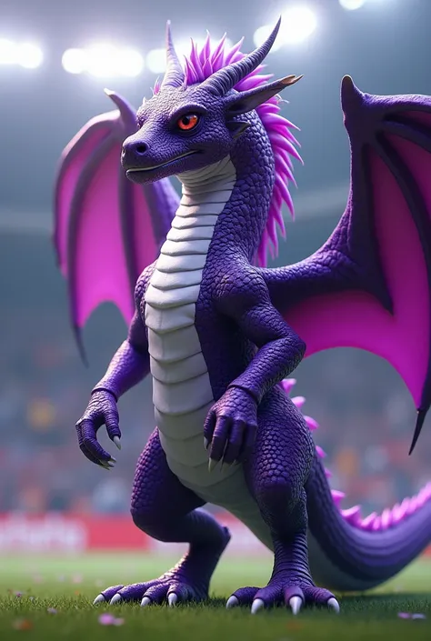  Futsal uniform colors purple white and black. Three-headed dragon  