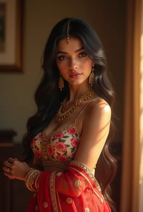 (masterpiece, best_quality:1.2), 1 indian aunty, solo, cute, huge_breasts:1.4, _outfit:1.5, detailed eyes, detailed lips, long eyelashes, beautiful, elegant, serene expression, intricate details, photorealistic, studio lighting, vivid colors, realistic, wa...