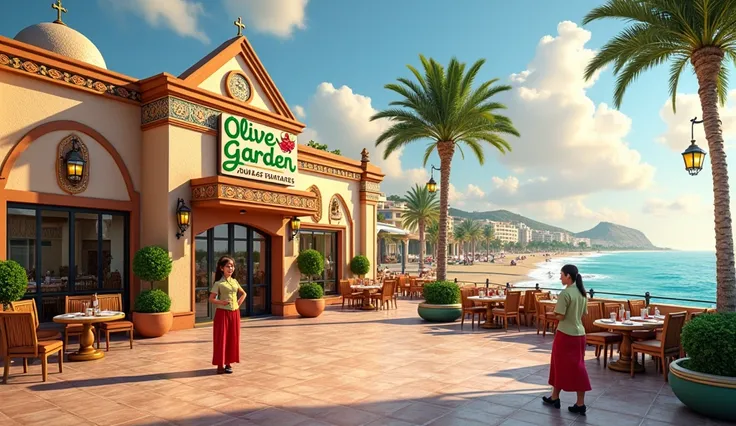 Olive garden in a gaza strip Palestine near the sea . Lets  in a 3d disney animation style. 