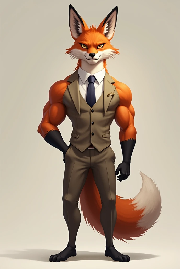 A well-dressed muscular fox 