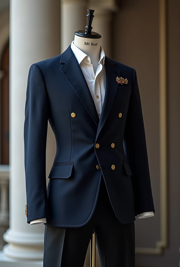 Male school uniform on a mannequin blue and black for a glamorous school