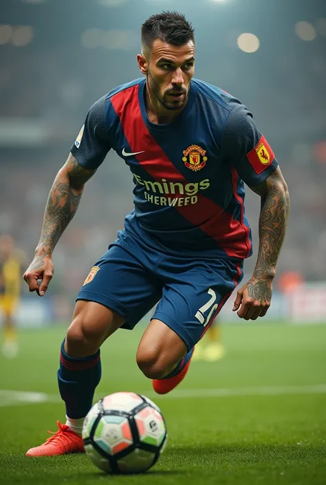 Do offensive soccer midfielder ,  with tattoos with short hair goatee number ung white captains stripe