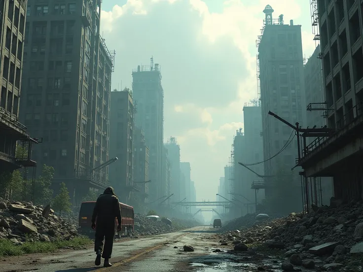 Create a post-apocalyptic city wallpaper