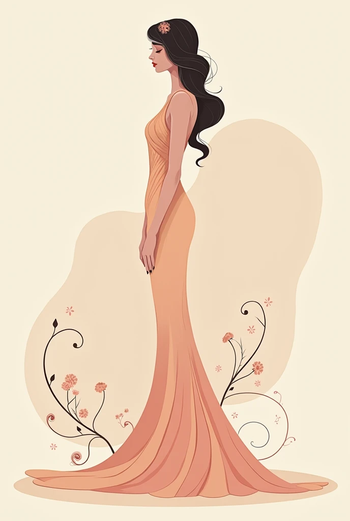 Make clothes inspired by Art Nouveau with a romantic and modern style that is flat drawing 
