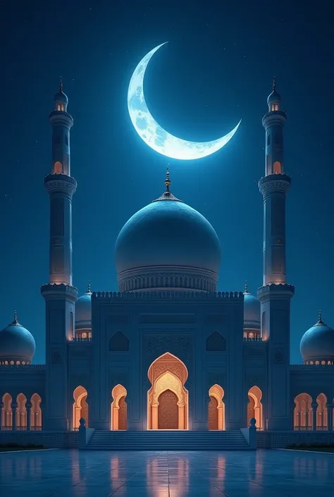 Dark blue masjid holy prophet moon light