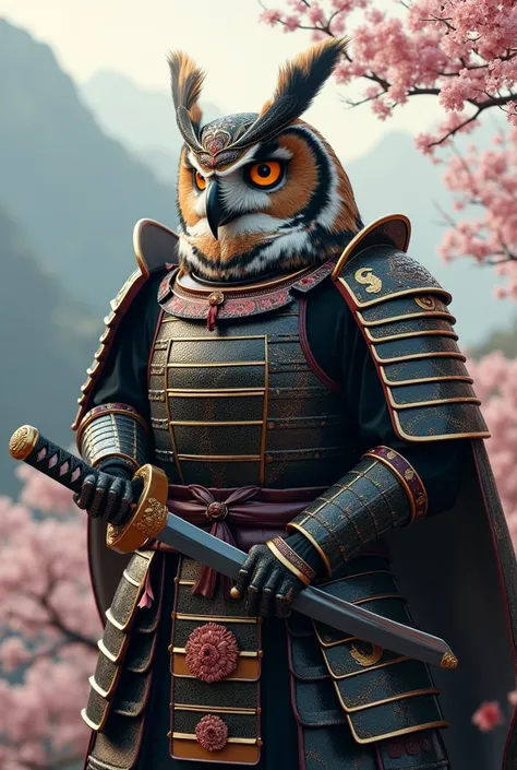 owl in samurai armor