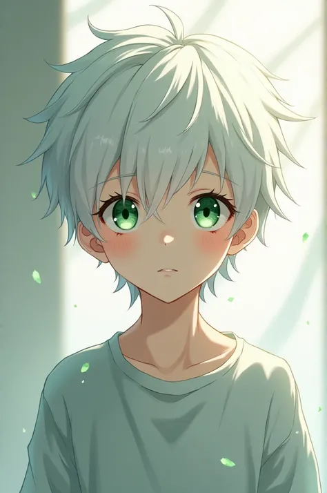 *Anime boy boy with white hair and light green eyes*