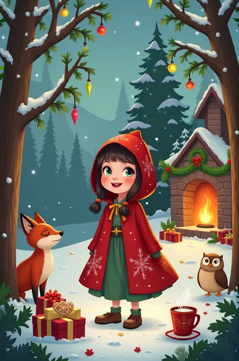 Little Red Riding Hood celebrating Christmas