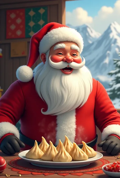 Santa Claus eating momos