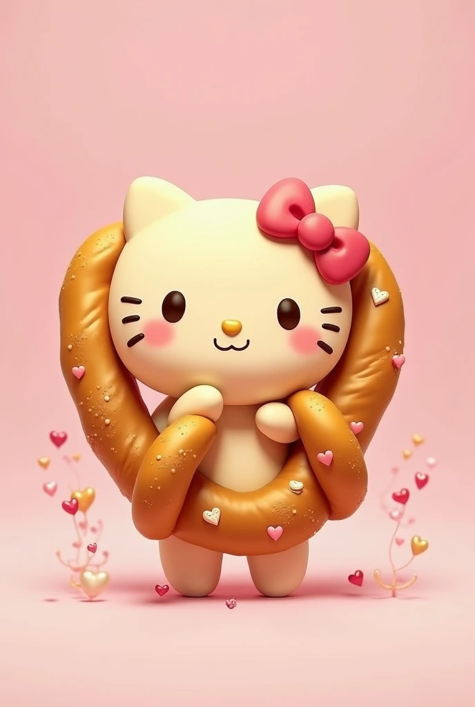 Draw a Hello Kitty-style pretzel