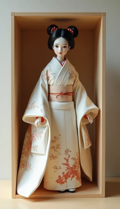 A realistic Japanese doll takes １body、Twelve simple kimono 、Japanese Princess、 out of a paulownia box