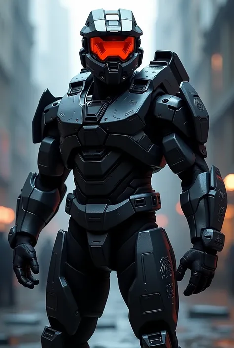 SPARTAN UNSC same armor as master chief but black and his visor red