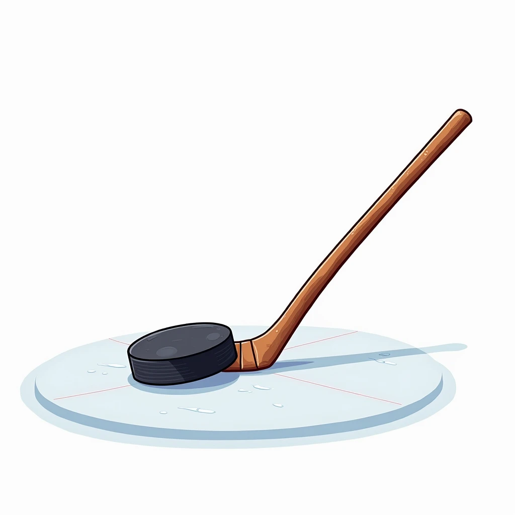 hockey stick and puck, illustration,  cartoon style,  high detail,  white background, 8 k
