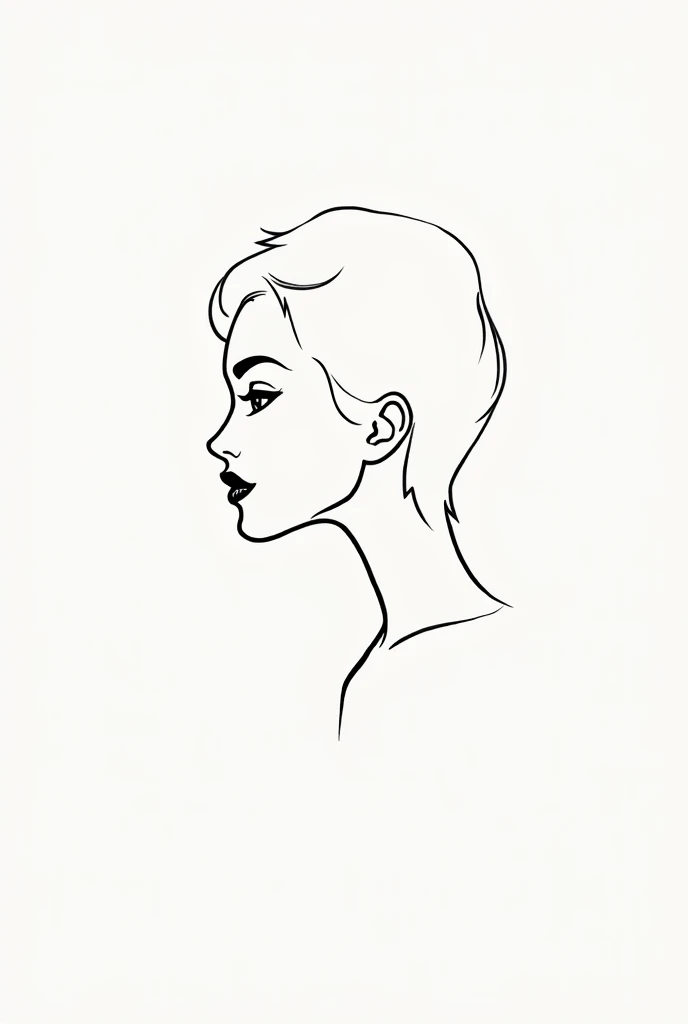 Minimalistic profile of lady face making by black pen for logo - one line