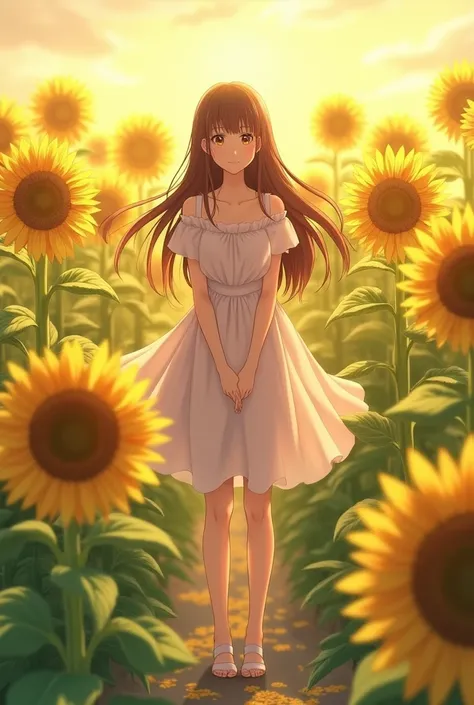 Kana Arima in a sunflower field 