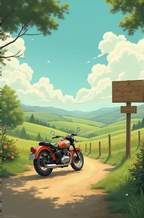 Nostalgic scenery with motorcycle in the background