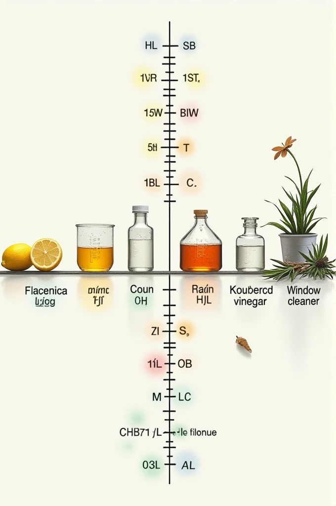 Can you create the ph scale with this substance/materials: 
Lemon juice, vinegar, baking soda, soap milk coffee, orange juice, soda, drain cleaner, window cleaner